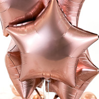 Vorschau: 5 Heliumballons in der Box matte Rosegolden Star