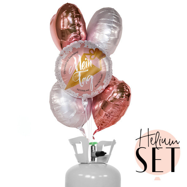 Mein Tag Rosa Ballonbouquet-Set mit Heliumbehälter