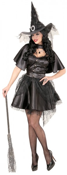 Short witch costume for women with hat and cape 3