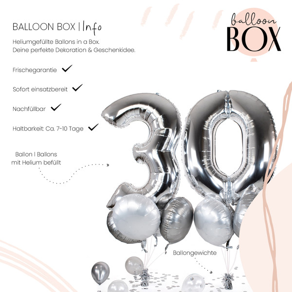 10 Heliumballons in der Box Silber 30 3