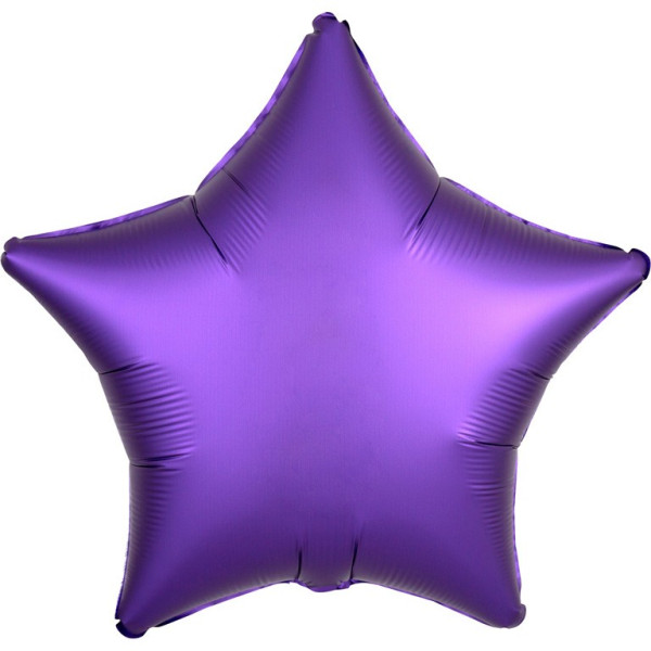 Foil balloon star satin look purple 43cm