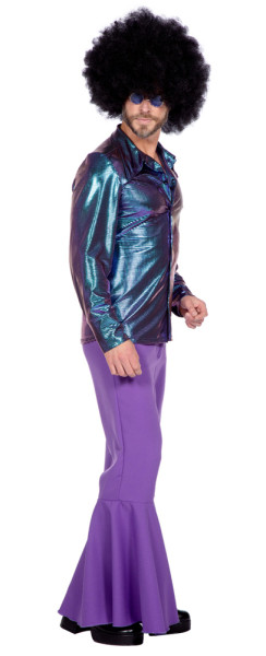 Chemise disco des années 70 pour homme bleu-violet