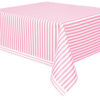 Preview: Party tablecloth Victoria light pink striped 137 x 274cm