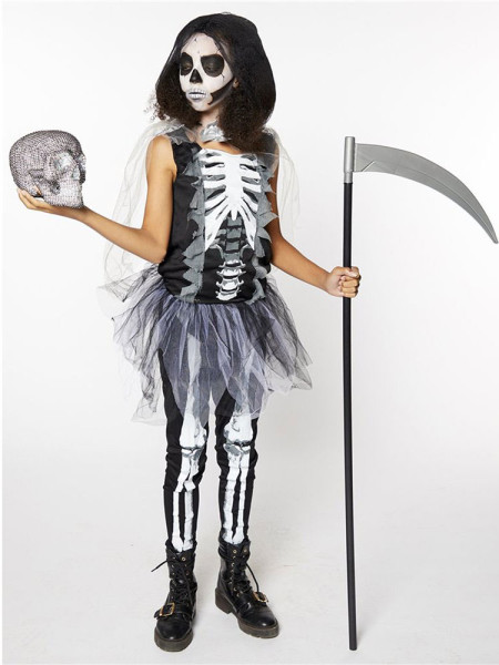 Skræmmende pige kostume til skeletpige