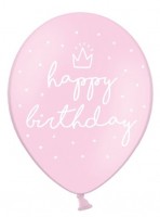 6 palloncini Happy Birthday rosa chiaro