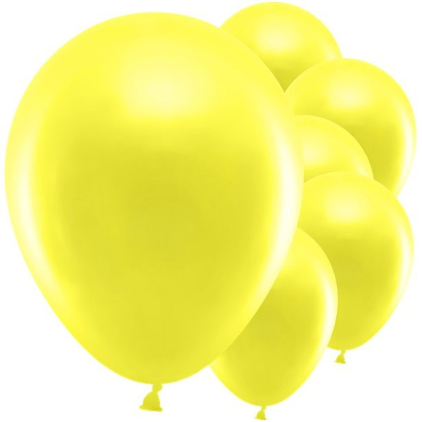 10 Partyhit metallic Ballons zitronengelb 30cm