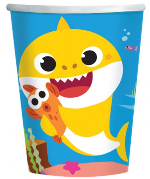 8 Baby Shark Family paper cups 250ml