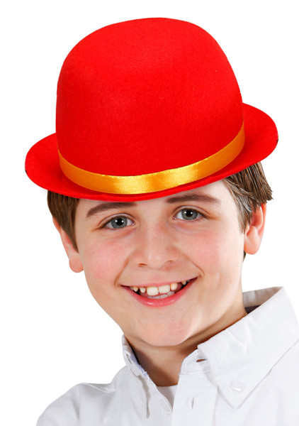 Chapeau melon en feutre rouge pour enfant