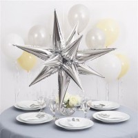 Oversigt: Folieballon Happy Sparkling 3D Star sølv