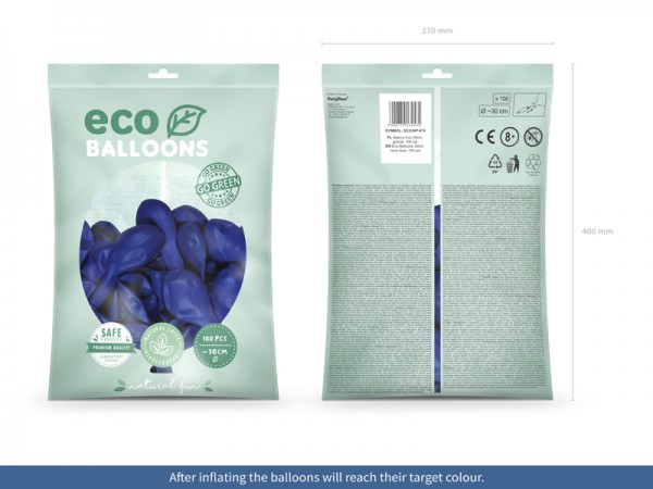 100 balonów eco pastelowych błękit królewski 30cm