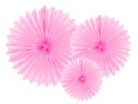 Oversigt: 3 papirrosetter Partystar pink