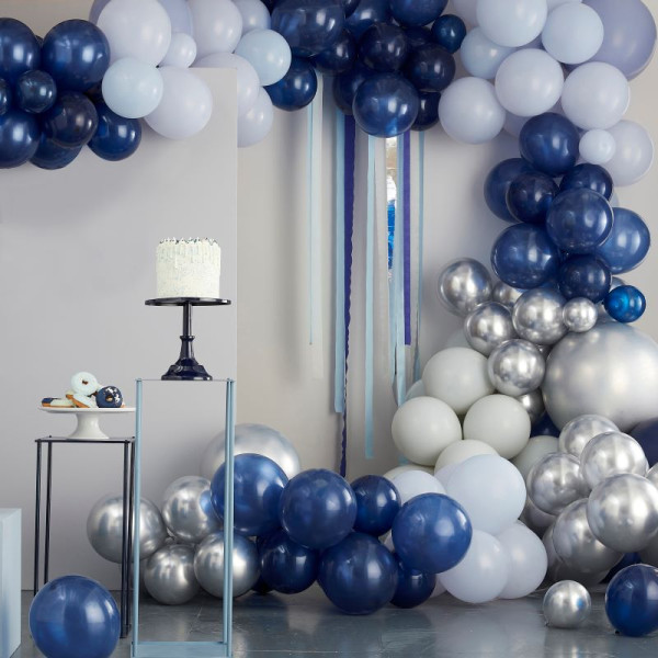 40 Eco Latexballons Navy, Grau, Blau 3