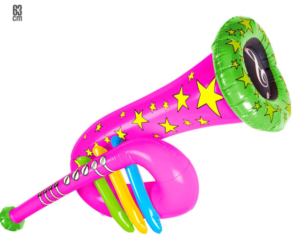 Inflatable clown trumpet pink 63cm