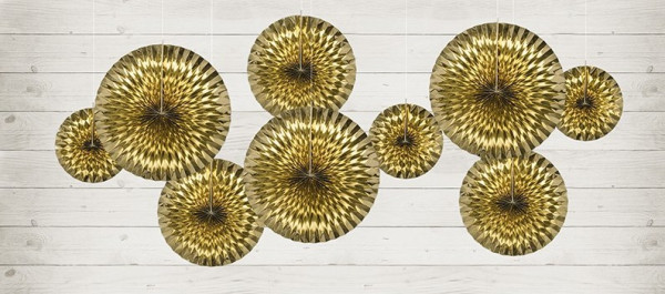 Set van 3 papieren rozetten hangende decoratie goud