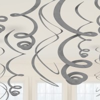 12 spirali decorative eleganti argento 55,8 cm