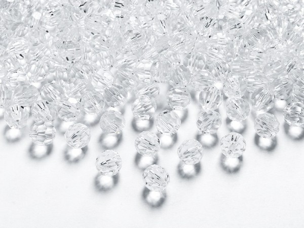 50 genomskinliga kristallpärlor 1 cm