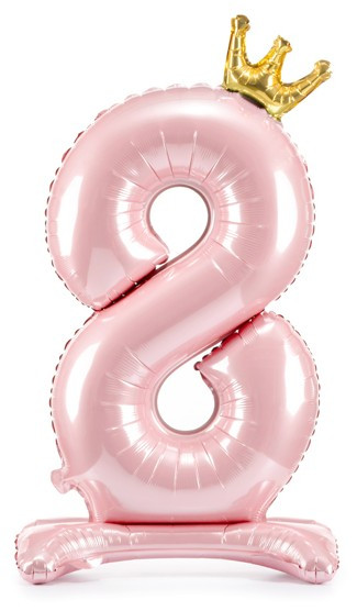 Ljusrosa stående folieballong nummer 8
