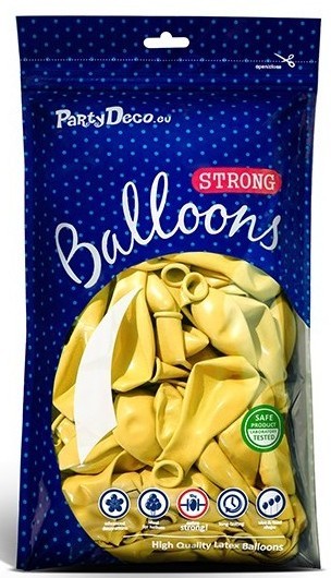 50 Partystar metallic ballonnen citroengeel 30cm 2