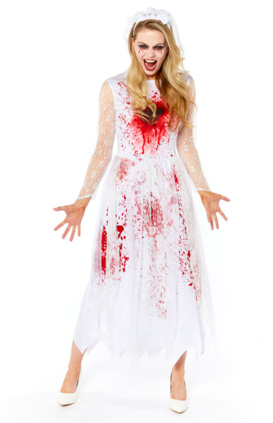 Déguisement mariée Halloween couvert de sang pour femme