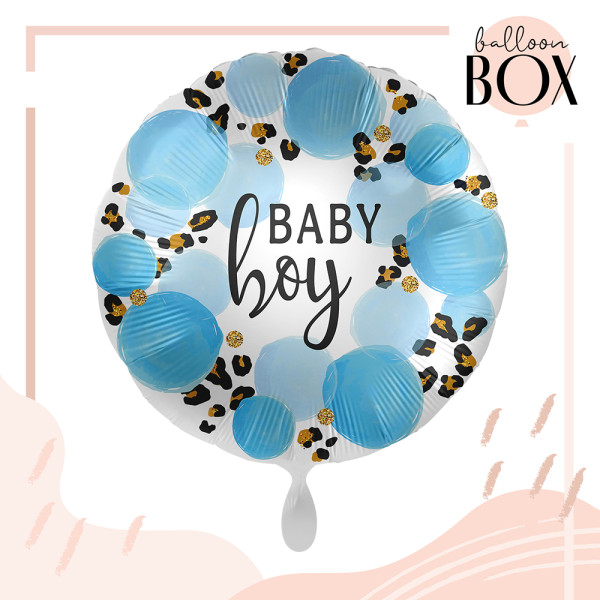Heliumballon in der Box Baby Boy Leopard