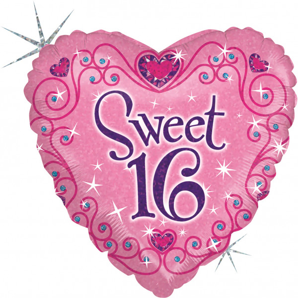 Diamond Sweet 16 heart balloon 45cm