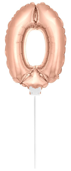 Folieballon nummer 0 rosé goud 36cm
