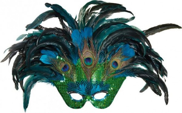 Máscara de ojos de plumas de pavo real premium
