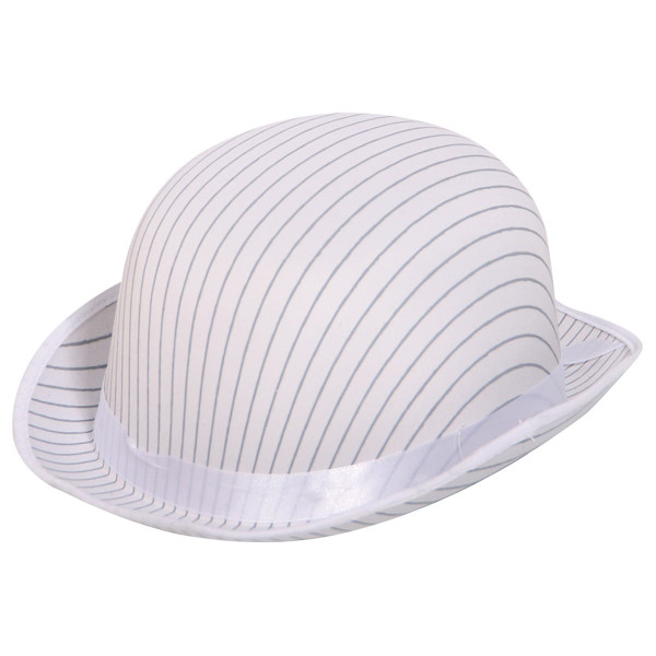 Striped bowler hat in white