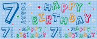 Pancarta de papel aluminio 7 ° cumpleaños azul 2.6m