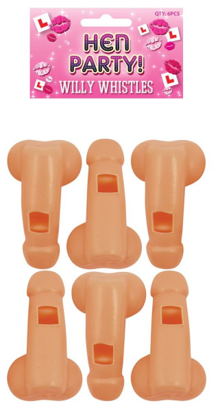 6 Willy Blow whistles 5.8cm