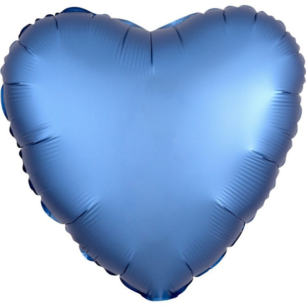 Skinneblå hjerteballon 43cm