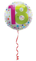 Foil balloon Happy 18 Dots 45cm