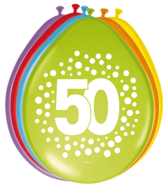 8 tęczowych balonów na 50. urodziny