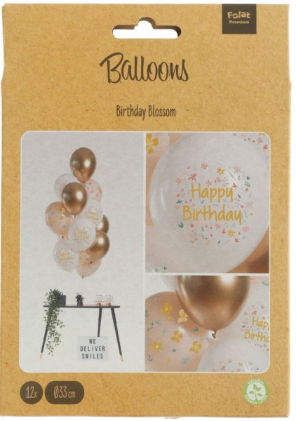 12 Blumige Geburtstags-Ballons 33cm 3