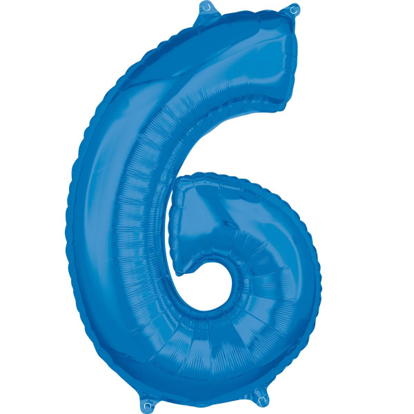 Blå nummer 6 folie ballon 66cm