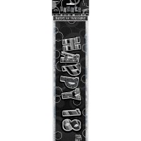 Voorvertoning: 18e verjaardag zwart-wit feest banner 360cm