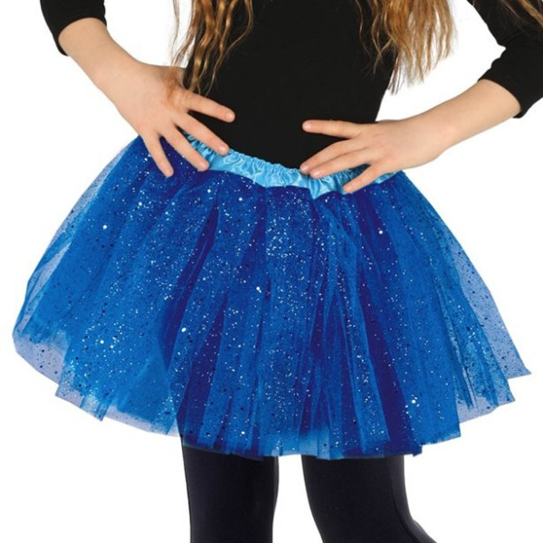 Glitter tutu for children blue one size