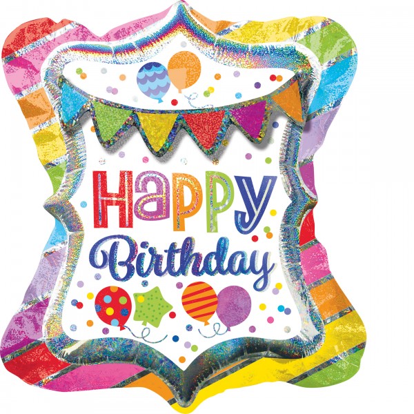 Ballon aluminium coloré Happy Birthday 60 x 68cm