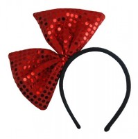 Voorvertoning: Haarband met een grote strik van pailletten in rood
