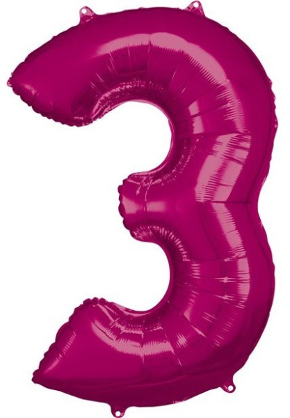 Różowy balon foliowy numer 3 86 cm