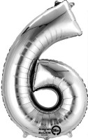 Mini foil balloon number 6 silver 35cm