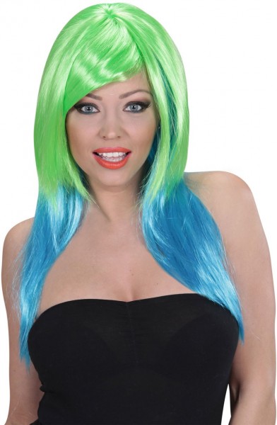 Partynight peluca mujer verde-azul