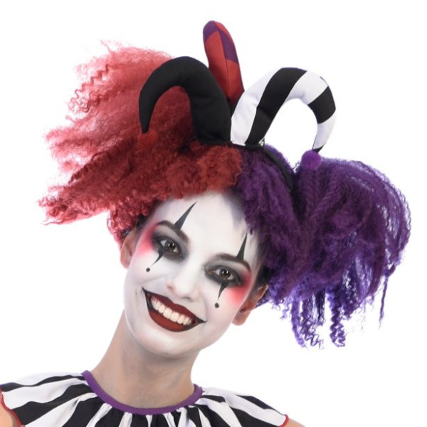 Two-tone Halloween harlequin wig for women