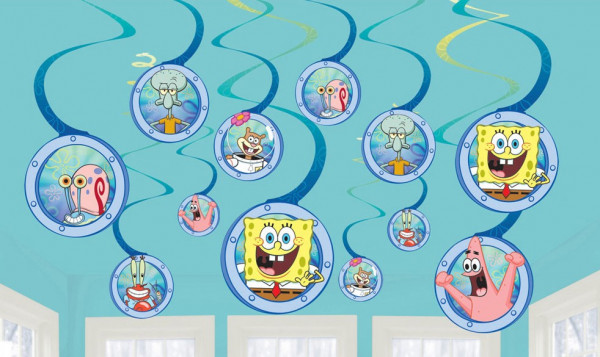 12 spiralnych wieszaków Spongebob