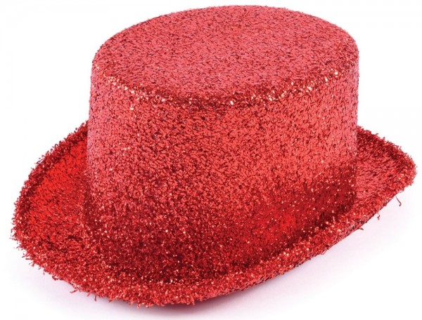 Sombrero de copa rojo show glitter