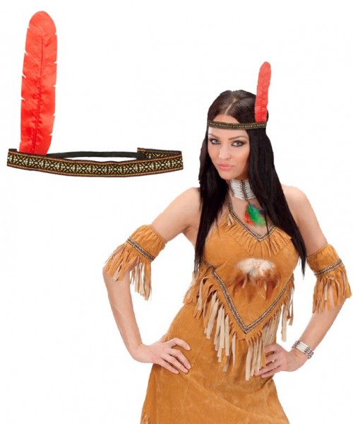 Indian headband with red feather