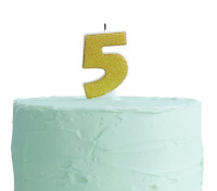 Aperçu: Bougie gâteau numéro 5 Golden Mix & Match 6cm