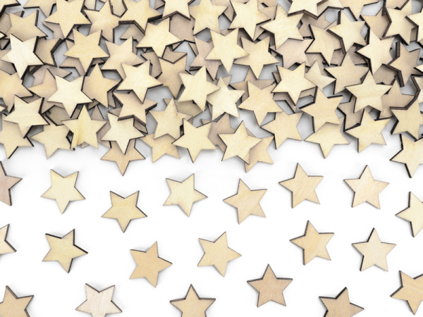 50 stelle decorative in legno 2 x 2 cm