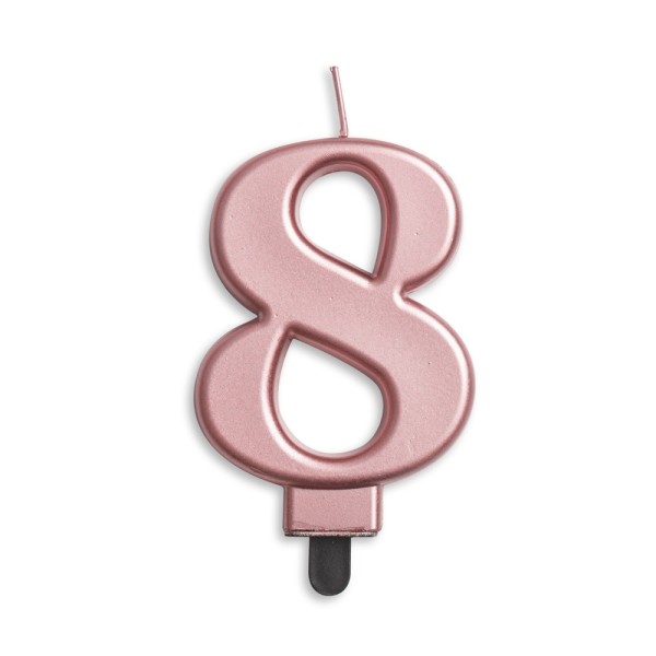 Cijferkaars Metallic Cijfer 8 in Rosé Goud voor Verjaardagstaart
