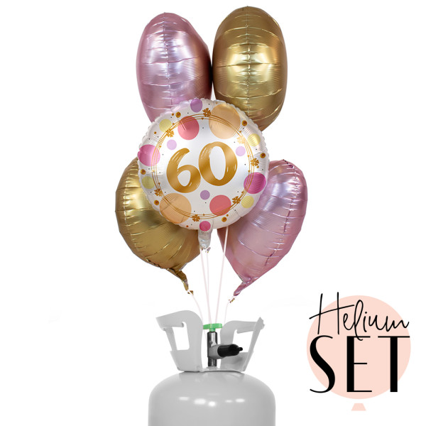 Shiny Dots 60 Ballonbouquet-Set mit Heliumbehälter